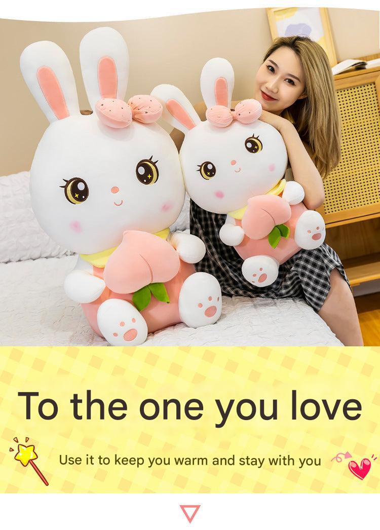 Cuddly Rabbit Doll Pillow with a smiling face