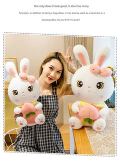 Adorable Peach Bunny Plush Toy from the front view