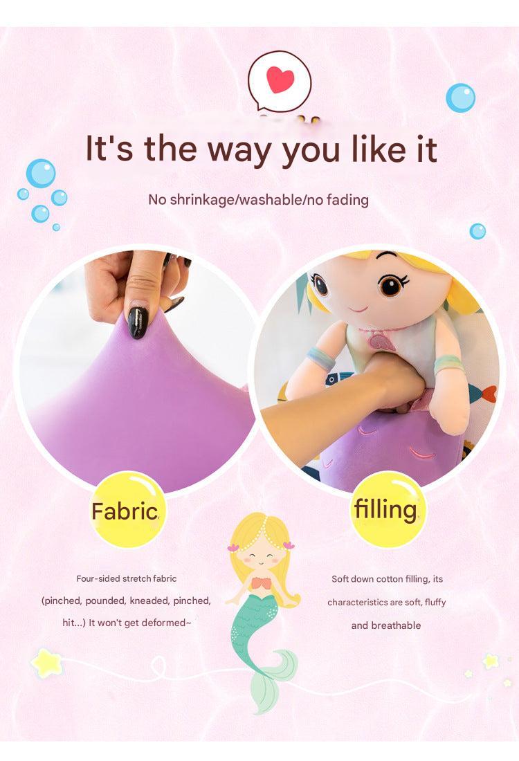 Cute mermaid pillow doll with bright features