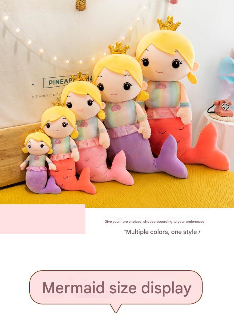 Mom and daughter with the mermaid plush doll