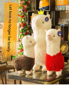 Side view of soft stuffed llama doll