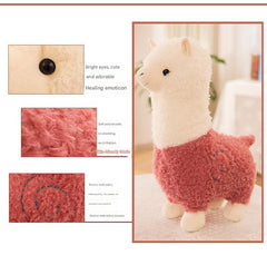 Side view of soft stuffed llama doll