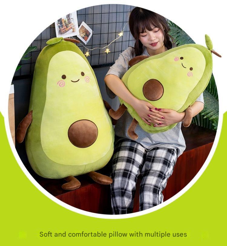 Close-up of the soft fabric of the avocado plush toy