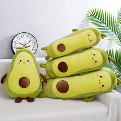 Close-up of the soft fabric of the avocado plush toy