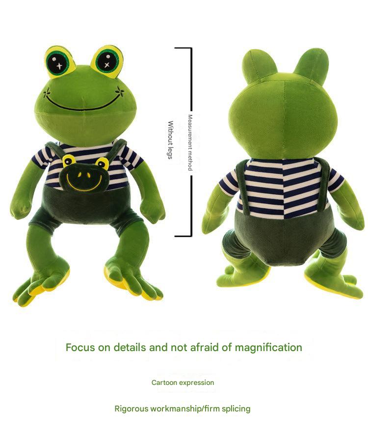 Cute cartoon frog plush toy with a smile