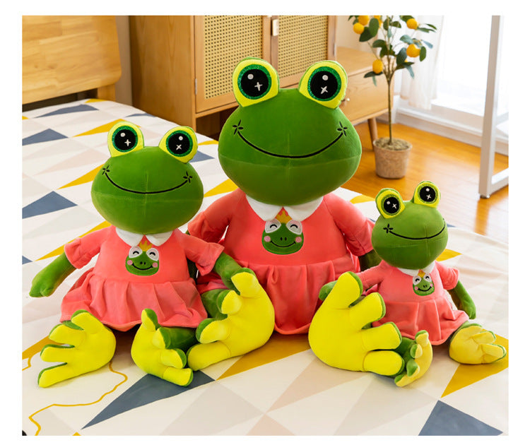 Plush frog toy showcasing vibrant colour