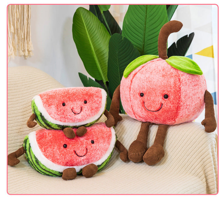 Adorable plush doll with a vibrant watermelon design
