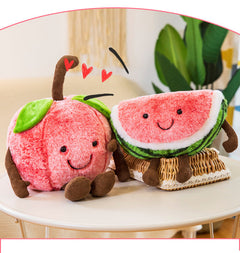 Cuddly Cherry Watermelon Plush Toy Pillow detail