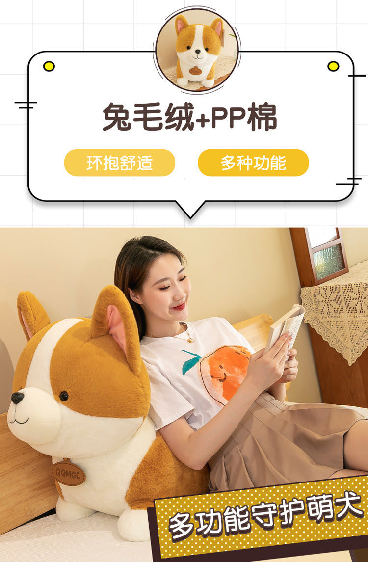 Cute Corgi plush and its multi-colour fabric