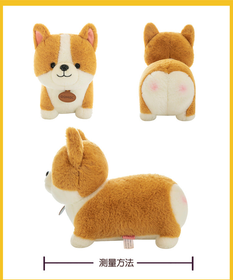 Lifelike Corgi plush with heart-shaped design