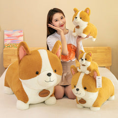 Close-up of Corgi plush showing lifelike expression