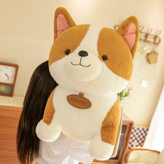 Adorable multi-colour Corgi stuffed animal side view