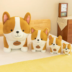 Another angle of the Corgi plush toy on display