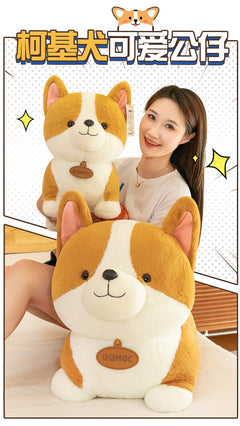 Lifelike Corgi plush with heart-shaped design