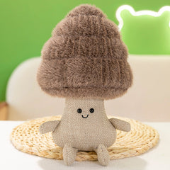 Decorative display featuring succulent and mushroom plush