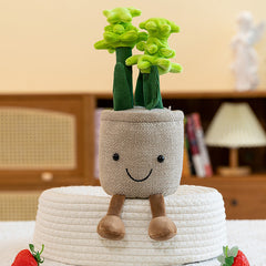 Whimsical plush mushroom toy on shelf