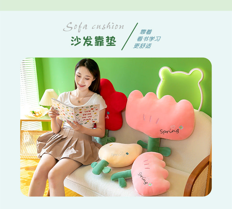 Cute Tulip Plush Pillow during a photoshoot