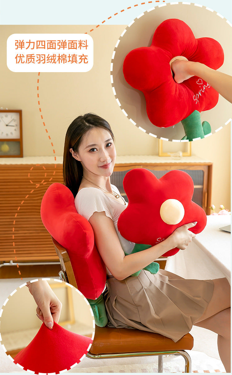 Cute Tulip Plush Pillow on a sofa