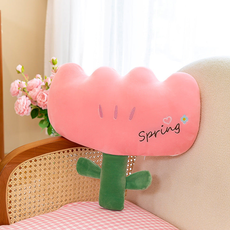 Cute Tulip Plush Pillow in a decorated room