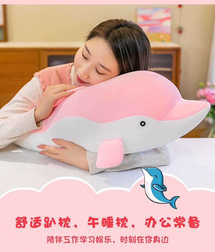 Giant dolphin plush toy with blue and white colour