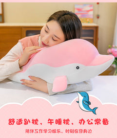 Giant dolphin plush toy with blue and white colour