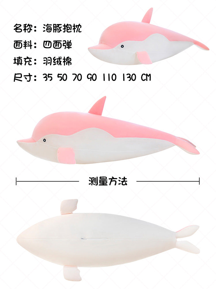 Giant dolphin plush toy with blue and white colour