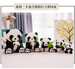 Realistic plush panda on bed