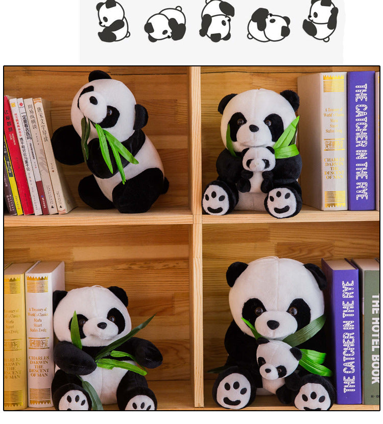 Cuddly panda bear in child's arms