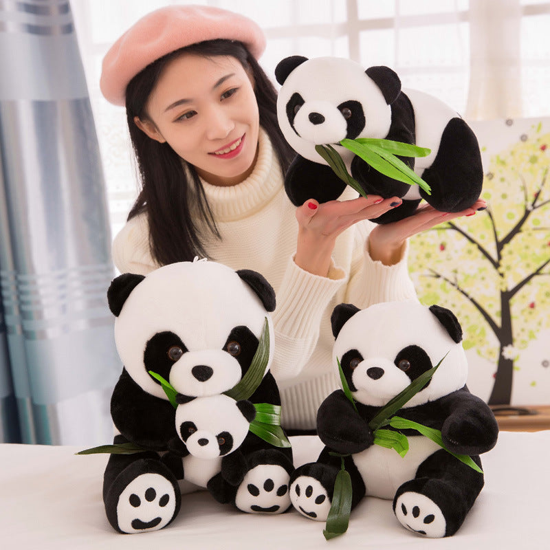 Soft plush panda toy side view
