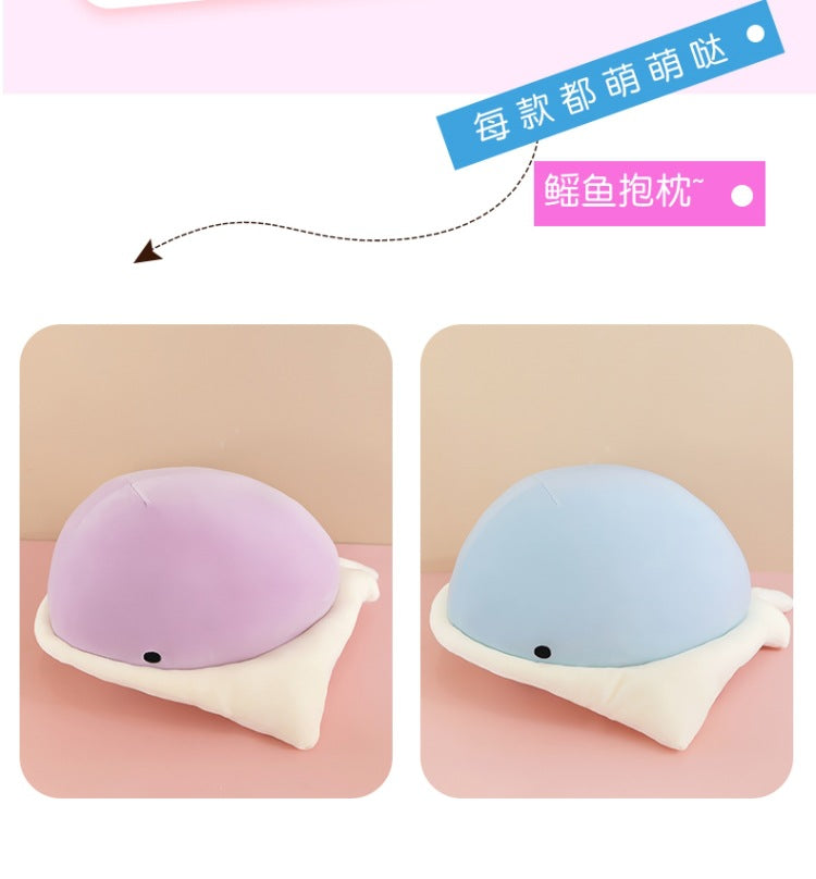 Ray Fish Plush Toy Pillow in bedroom decor