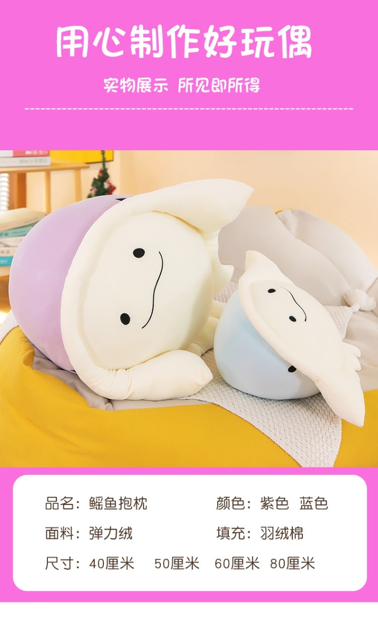 Ray Fish Plush Toy Pillow against colourful background