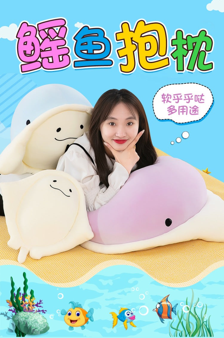 Ray Fish Plush Toy Pillow on display