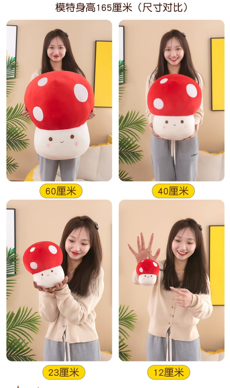 Charming Red Mushroom Figurine with playful background
