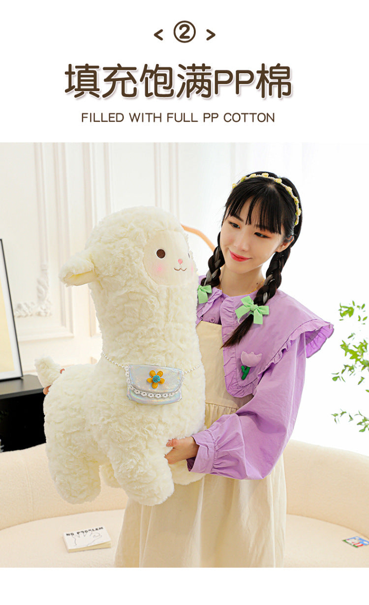 adorable plush alpaca toy front view