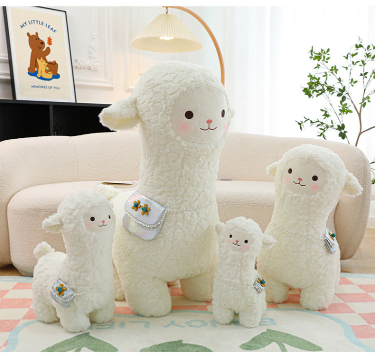 cute plush alpaca side view
