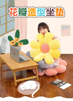 Floral Daisy Cushion Plush Toy on sofa