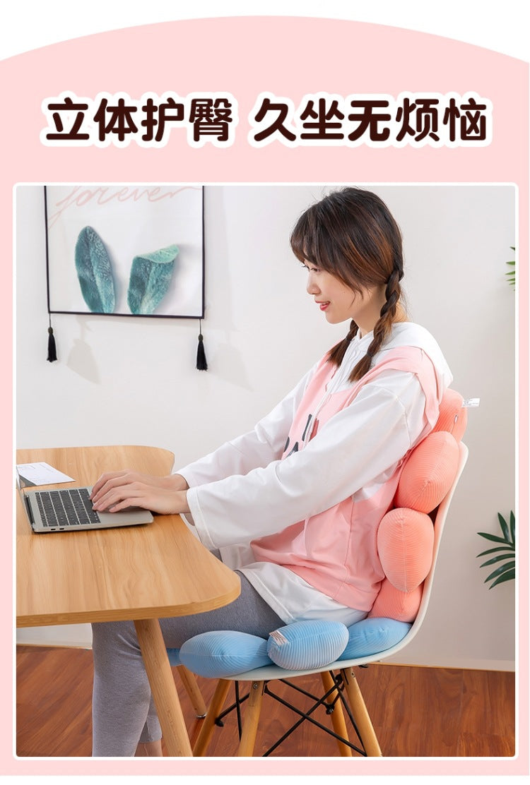 Floral Daisy Cushion Plush Toy on office chair