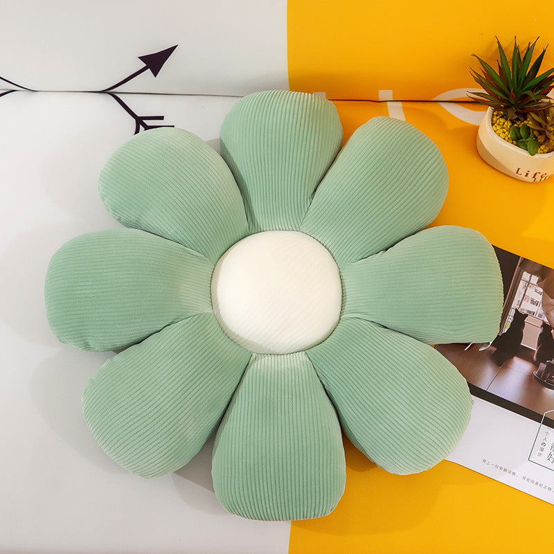 Floral Daisy Cushion Plush Toy on office chair