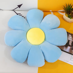 Floral Daisy Cushion Plush Toy on bed