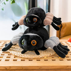 Close-up of soft plush spider showing quality and detail