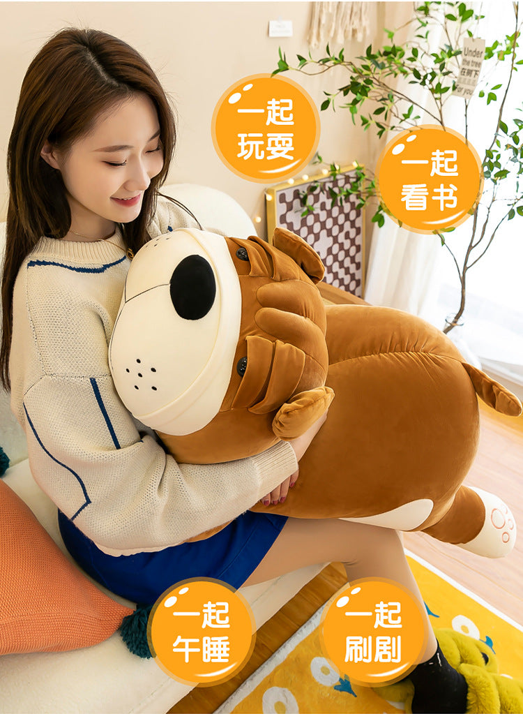 Cuddly Shar-Pei plush toy pillow side view