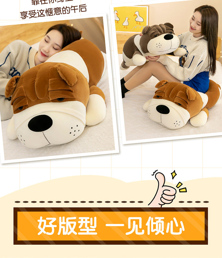 Cuddly Shar-Pei plush toy pillow with kids