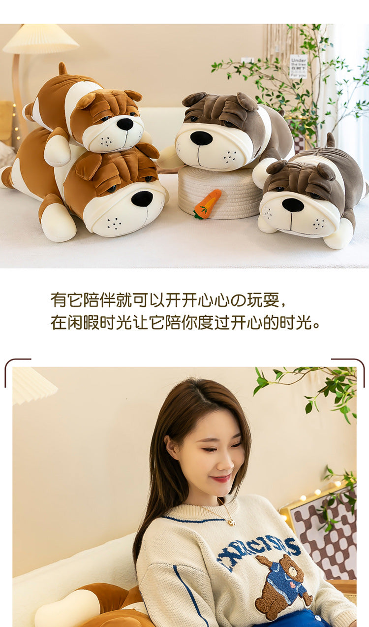 Cuddly Shar-Pei plush toy pillow side view