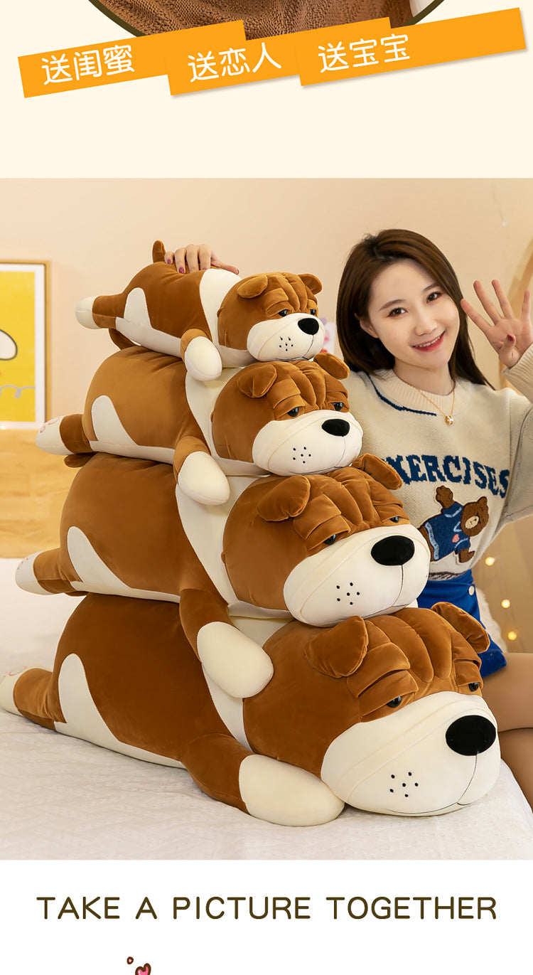 Cuddly Shar-Pei plush toy pillow with kids