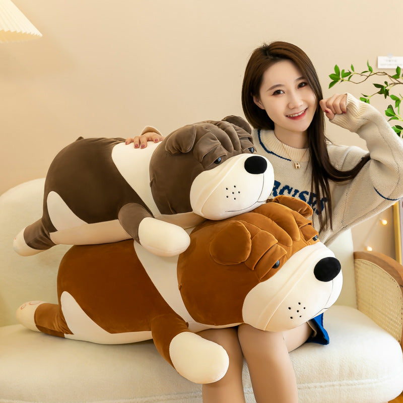 Cuddly Shar-Pei plush toy pillow side view