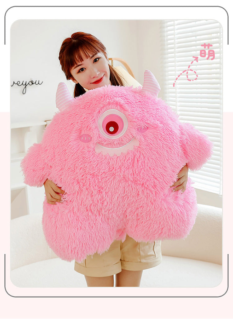 Different angles of monster pillow to show its cuteness