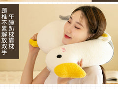Luxury large plush goose body pillow on bed