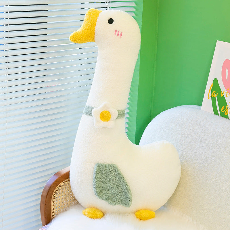 Decorative goose body pillow in bedroom