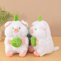 Colourful cartoon fruit plush toys arranged