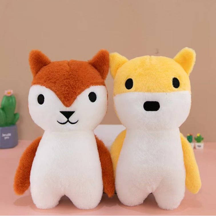 Colourful cartoon fruit plush toys arranged
